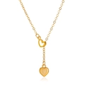 Elegant gold heart pendant Y-necklace featuring hollow connector and polished solid heart - Gold Y-Shape Tassel Heart (2613)
