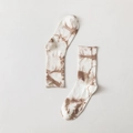 Tie-dye cotton crew socks featuring a stylish white and brown blend for men and women - One Size / 132 Brown White Tie Dye