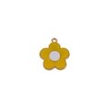 Yellow and white enamel sunflower pendant with gold metal edges for DIY necklaces - Yellow Flower
