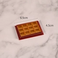 Miniature 12-slot gold display tray with red frame for dollhouse DIY crafts, 6.5x4.5cm - 6.5cm Golden Mooncake Tray Set