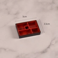 Miniature red and black divided bento box model for dollhouse DIY, size 5cm x 3.5cm - 5cm Japanese Bento Box