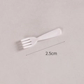 Miniature white plastic fork model for dollhouse kitchen scenes, 2.5cm size - 2.5cm Disposable Fork