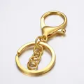 Golden alloy lobster clasp with flat keyring set for DIY jewelry and keychain accessories - Gold (With Chain)