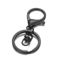 Matte black metal swivel lobster clasp keychain with flat split ring and connector - Matte Black