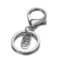 Polished silver alloy key ring set with swivel connector and lobster clasp DIY hardware - Rhodium