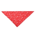 Detail of red Christmas pet bandana featuring white snowflake and bell print fabric - One Size / Red/Bell Snowflake