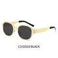 Gafas de sol oversize de metal con montura dorada y lentes gris negro modelo C3 - Montura Dorada Lentes Gris Negro (C3)