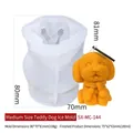 Medium teddy dog silicone mold for 3D DIY candles and ice cubes with size details - Medium Teddy Dog