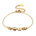 Bracciale LOVE regolabile in oro e acciaio inossidabile con zircone chiaro sulla lettera O - Oro (KB115704-K)