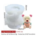 Molde de silicona de oso 3D para cubitos de té con leche y manualidades DIY - Oso con Suéter Grande MC-151