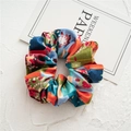 Macro detail of high-elastic velvet scrunchie with colorful festive holiday prints - 7# Festival Theme Print Velvet