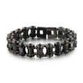 Pulsera punk negra de acero inoxidable tipo cadena de bici con acabado metálico mate - Negro (KB136324-KFC)
