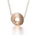 Rose gold necklace with MY LOVE engraved ring pendant and a sparkling zircon stone - Necklace-Rose Gold (KN111535-GC)