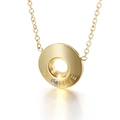 Golden titanium steel MY LOVE letter necklace with sparkling zircon stone setting - Necklace-Gold (KN111536-GC)