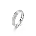 Silberner Edelstahlring mit My Love Gravur und kleinem eingelegten Zirkonia-Stein - Größe 6 / Ring (KR91691-GC) / Stahlfarbe