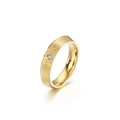 Vergoldeter Edelstahlring mit MY LOVE Gravur und einem funkelnden Zirkoniastein - Größe 6 / Ring (KR91690-GC) / Gold