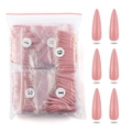 Pink stiletto false nail tips set in numbered poly bags for professional manicures - 09 Deep Pink