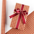 Vintage red and brown plaid kraft wrapping paper with a luxury satin ribbon bow - Design 3 (Classic Red Plaid Pattern) / 50*70CM