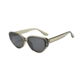 Chic cat eye polarized sunglasses with translucent grey frame and dark lenses - Green Frame Grey Lens