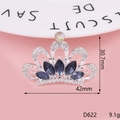 Sparkling silver crown alloy accessory with blue gems and rhinestones for DIY decor - D622 Gemstone Crown / Blue