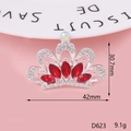 Sparkling crown alloy accessory with red marquise stone and clear crystals for DIY crafts - D623 Gemstone Crown / Red