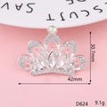 Macro view of silver alloy crown accessory with rhinestones showing dimensions 42x30.7mm - D624 Gemstone Crown / White