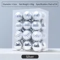 Set di 24 palline di Natale argento da 3 cm con texture in una scatola trasparente - 3cm Argento/Confezione da 24