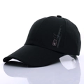 Casquette de baseball noire en toile pour hommes avec écusson latéral moderne - Réglable / Noir
