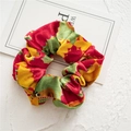 Christmas velvet scrunchie with red green yellow patchwork and corduroy texture - 6# Red Yellow Green Patchwork Velvet