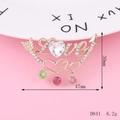 Detailed view of LOVE heart brooch with colorful crystals, size 47mm x 30mm, 6.2g weight - D841 Heart to Heart
