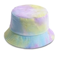 Detailed close-up of the tie-dye corduroy bucket hat texture and vibrant gradient colors - 58cm / Fine Purple Stripe