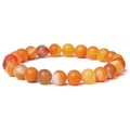 Handmade 8mm natural striped agate beaded stretch bracelet in warm orange and red tones - Orange Striped Agate