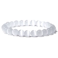 Handmade 8mm white cats eye stone beaded stretch bracelet with minimalist polished finish - White Cat's Eye