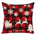 Christmas pillow cover with red and black buffalo plaid and reindeer sled silhouette - Style 8 / 45*45cm (No Core)