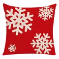 Red Christmas pillowcase with white snowflake patterns in durable linen fabric - Style 19 / 45*45cm (No Core)