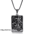 Collana con pendente Guan Yu in acciaio retrò, motivi a drago e carattere Yi - Stile del motivo del drago dell'armatura di Guan Yu (G7)