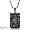 Ciondolo vintage Guan Yu in acciaio inossidabile con drago in rilievo su piastra rettangolare - Stile del motivo Guan Yu e del drago (G3)