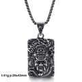Retro stainless steel Guan Yu pendant with dragon chain in vintage silver finish - Guan Yu Figure Style (G8)