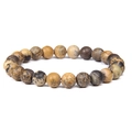Natural sunstone beaded bracelet with unique brown stone textures for men and women - Leopard Skin Jasper
