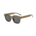 Modern amber square sunglasses with Trend x Fashion text on the temples for men and women - Cold Tea Frame Gray Lens