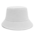 Minimalist white cotton bucket hat featuring a flat top and reinforced stitched brim - One Size / White