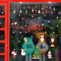 Festive Christmas window decals featuring Santa, snowman, and tree for home glass decoration - Santa Snowman Tree (HM92050DS)