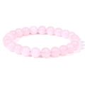Minimalist natural rose quartz beaded bracelet with round translucent pink stones - Rose Quartz