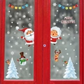 Christmas window decals with Santa, snowman and reindeer on glass for festive decor - Santa Elf & Reindeer (HM92052DS)