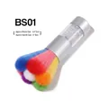 Rainbow nail dust brush with crystal diamond handle and colorful bristles 11x5cm - Rainbow Bristles With Diamonds White Handle (Silver)