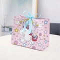 Pink unicorn gift bag with rainbow prints and a delicate blue silk ribbon bow - Small (18*16*10cm) / Blue