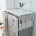 Waterproof refrigerator dust cover with white daisy pattern and side storage pockets - Daisy-Large (Double Door)
