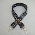 Adjustable wide floral purse strap with black fabric and gold swivel lobster hooks - No.4 Small Floral / Silver Clasp