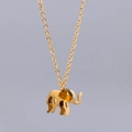 Minimalistische gouden olifant hanger ketting met gepolijste afwerking en schakelketting - Goud