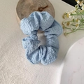 Light blue floral mesh scrunchie with bubble texture fabric for women summer hair styling - Bubble Light Blue